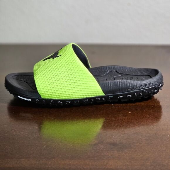 Under Armour UA Project Rock Slides 2.0 Volt Green Black Michelin Gripper 13 New - Picture 3 of 16